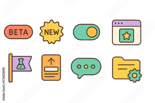 Tech and web development icon set. flat-style digital, ui icons for developers