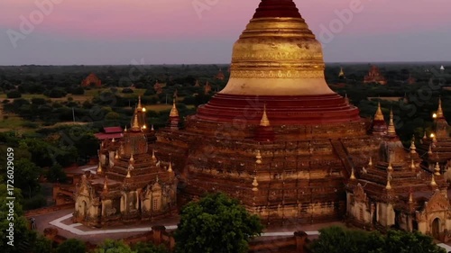 Ananda temple stands majestically amidst the bagan plains at dusk, myanmar