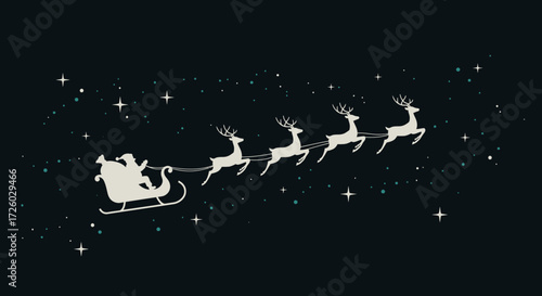 Santa's Sleigh Flying Through the Starry Night Sky A Christmas Eve Journey