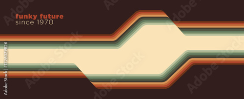 Abstract 1970s background design in a futuristic retro style with stripes. Vector illustration.