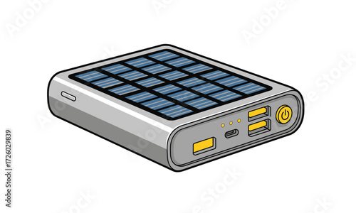 Portable Solar Powered External Battery Charger Device.