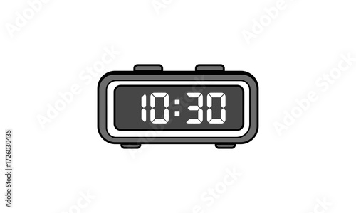 Simple grayscale digital alarm clock icon with a segmented display showing the time 10 -30.