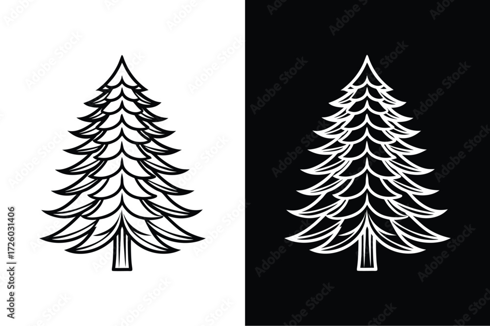 Obraz premium Pine tree flat icon vector on White Background Vector Art Illustration on white background.