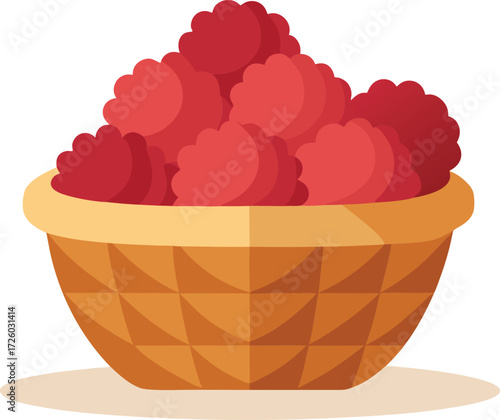 A deliciously sweet waffle cone overflowing with fresh ripe raspberries