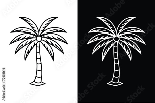 Palm tree flat icon vector on White Background Vector Art Illustration on white background.