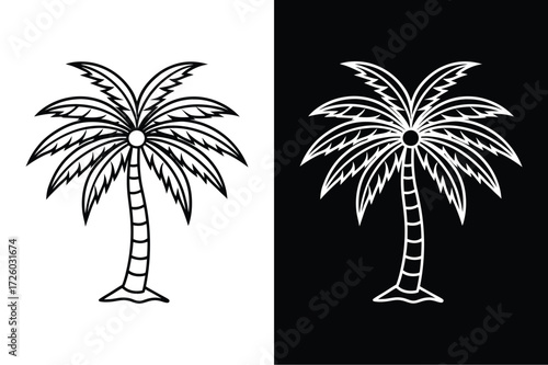 Palm tree flat icon vector on White Background Vector Art Illustration on white background.