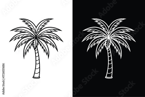 Palm tree flat icon vector on White Background Vector Art Illustration on white background.