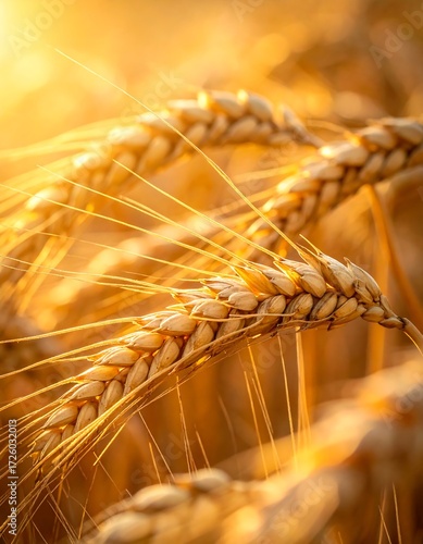 Golden wheat field at sunrise