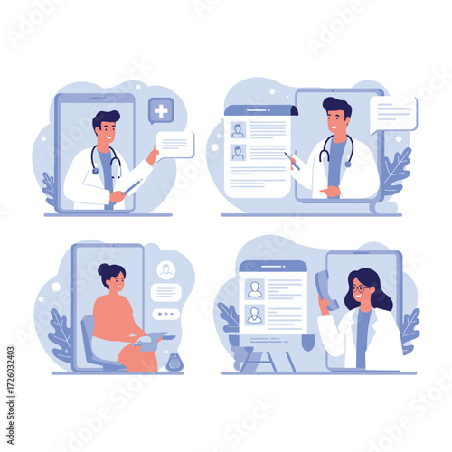 Telemedicine and Online Doctor Consultation Concept with Medical Professionals and Patients Connecting Through Digital Devices for Healthcare Services and Virtual Appointments