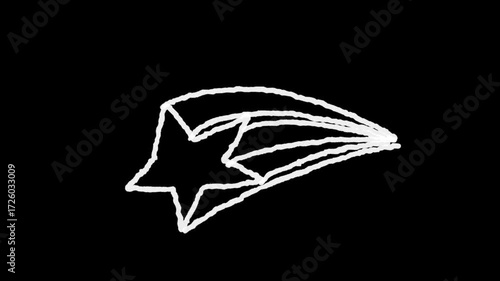 hand drawn scribble 3d shooting star