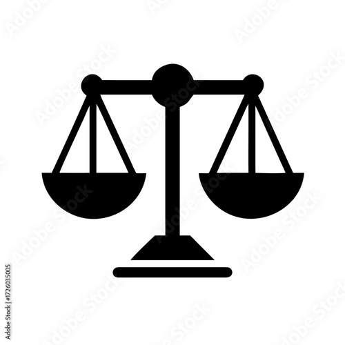 Black scales of justice icon symbolizing law and fairness  