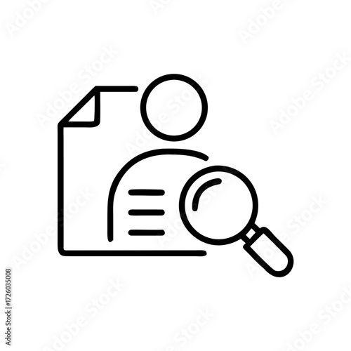 Document inspection icon representing a person and magnifying glass  
