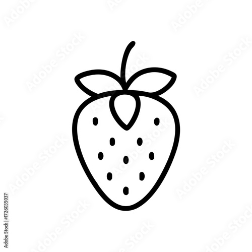 Outline illustration of a strawberry icon in a minimalist style  