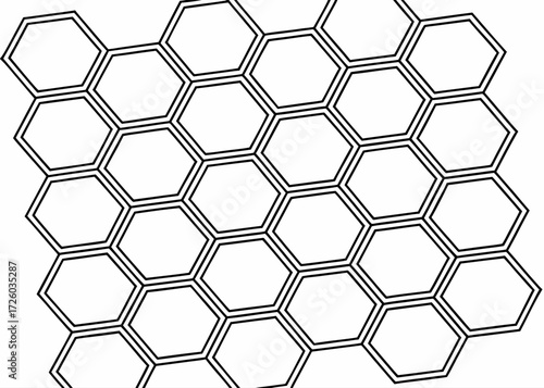 A repeating pattern of double outlined hexagons arranged in a tessellated honeycomb structure format design created with generated ai