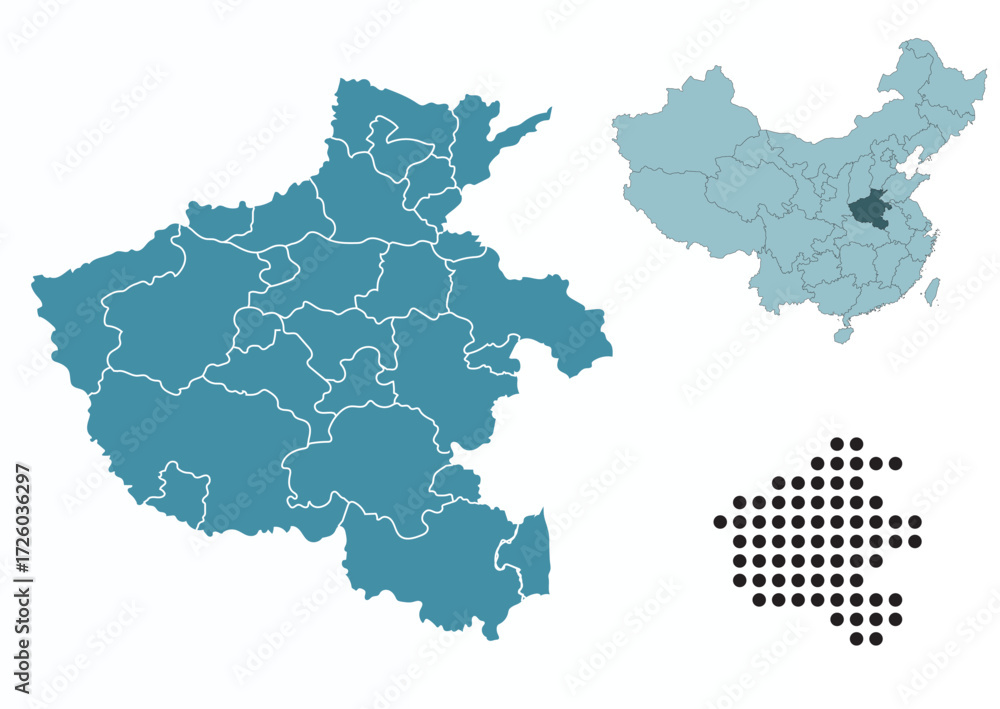 Obraz premium Set maps of Henan province