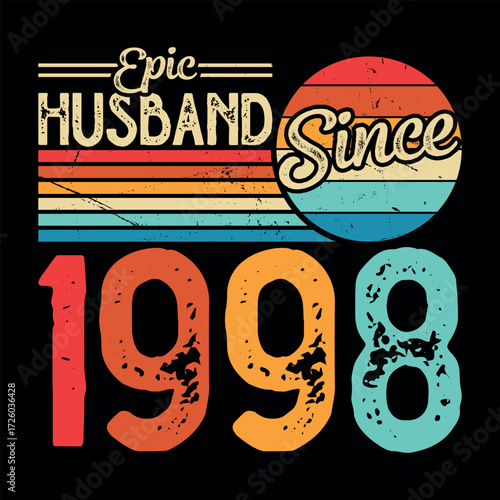 Epic Husband Since 1998 Retro Vintage T-shirt Design
