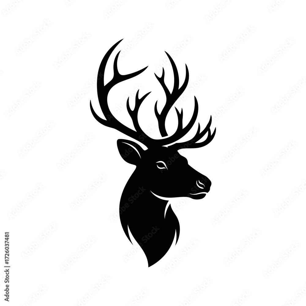 Fototapeta premium Black Reindeer Silhouette Icon for Christmas and New Year 