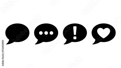 Various vector icons of communication bubbles displaying a range of emotions and interactions in a digital space.