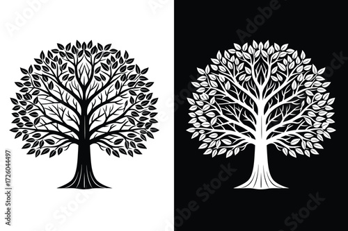 Poplar tree flat icon vector on White Background Vector Art Illustration on white background.
