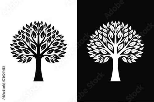 Poplar tree flat icon vector on White Background Vector Art Illustration on white background.