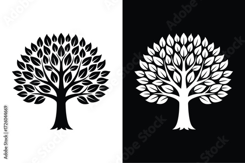 Poplar tree flat icon vector on White Background Vector Art Illustration on white background.