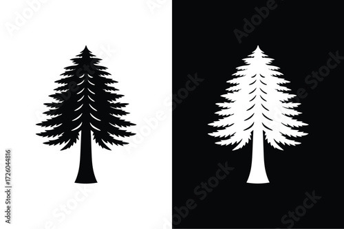 Redwood tree flat icon vector on White Background Vector Art Illustration on white background.