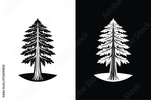 Redwood tree flat icon vector on White Background Vector Art Illustration on white background.