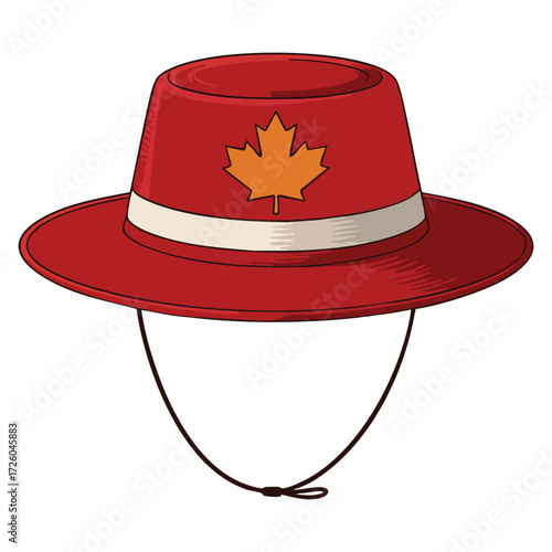 Canadian red hat isolated icon vector illustration patriotic accessory cultural headwear design symbol for Canada national identity creative projects