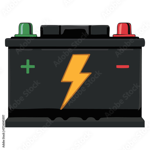 Car battery isolated vector illustration design concept automobile electric vehicle energy charging transport eco power symbol graphic