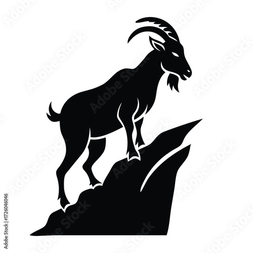Mountain Goat Silhouette Vector Wildlife Animal Icon Illustration