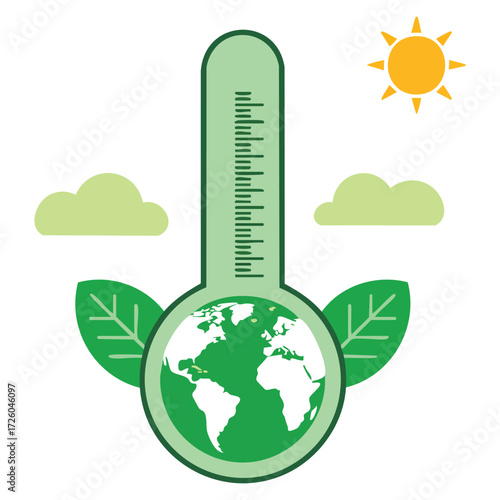Climate change concept earth inside ecology thermometer vector illustration design environment planet protection saving nature image
