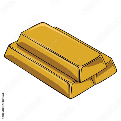 Golden ingots bars stockpile vector illustration isolated symbol of finance wealth investment economy and banking concept perfect for money graphics