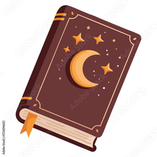 Halloween spell book mystic symbol flat vector illustration magic traditional element design for sticker logo print web scrapbook decor