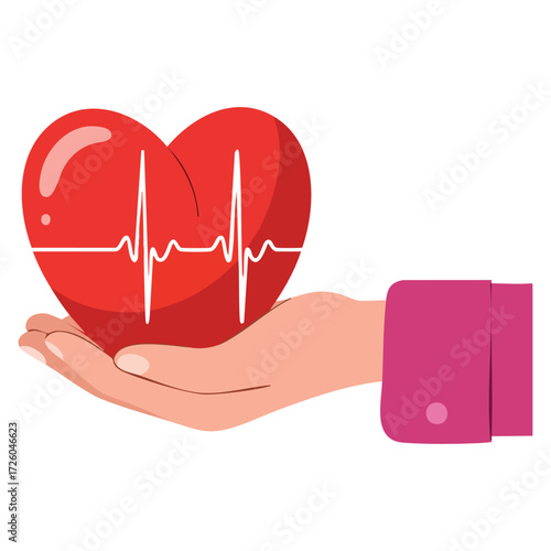 Hand holding heartbeat blood donation vector illustration eps 10 health care symbol design concept hospital support life charity icon