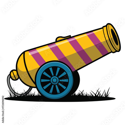 Isolated circus canon icon design vector artwork symbol of entertainment amusement show performance and festival theme graphic element illustration