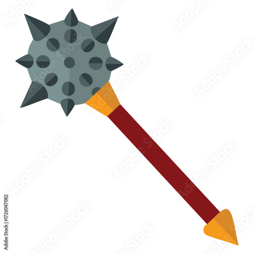 Isolated medieval mace weapon icon vector illustration traditional tool historic ancient armory design flat style graphic battle symbol
