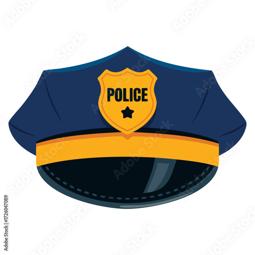 Isolated police hat uniform icon vector illustration security officer cap design perfect for authority mascot law enforcement or uniform art