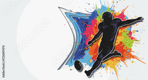Dynamic Football Player in Action with Colorful Abstract Background for World Football Day Poster Design, Sports Events, Social Media Campaigns, and Promotional Material