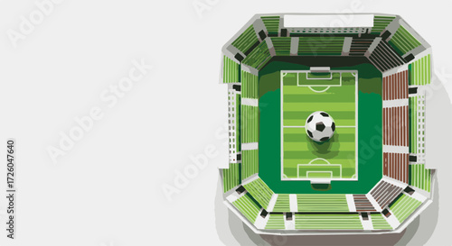 Paper Art Design of a Football Stadium with a Soccer Ball in the Center for World Football Day Poster, Sports Event Promotion, Sports News Websites, and Social Media Content