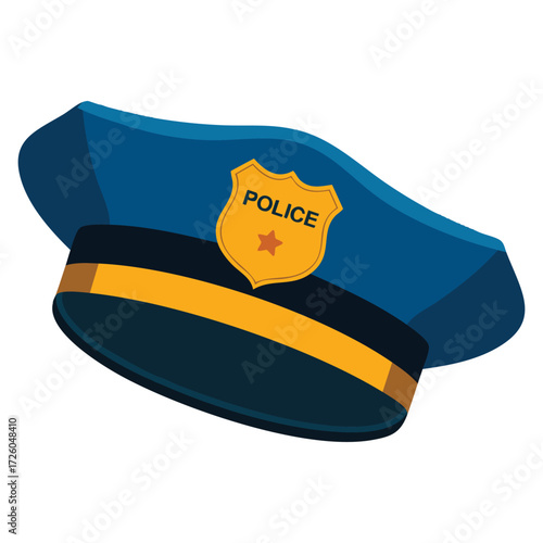 Vector police hat uniform icon isolated illustration security officer headgear design perfect for law enforcement mascot logo or official art
