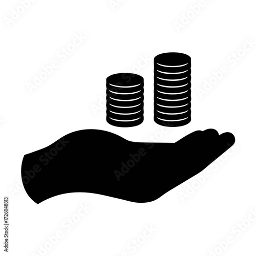 Hand holding coins vector illustration for investment financial growth and savings concept design