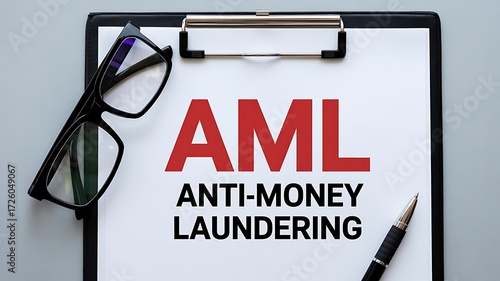 Ensure Financial Compliance with AML Regulation, Anti Money Laundering Guidelines Explained, Professional Concept for Finance and Business Ethics, Modern Office Setting