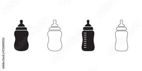 Baby bottles design silhouette, Solid and outline stylish