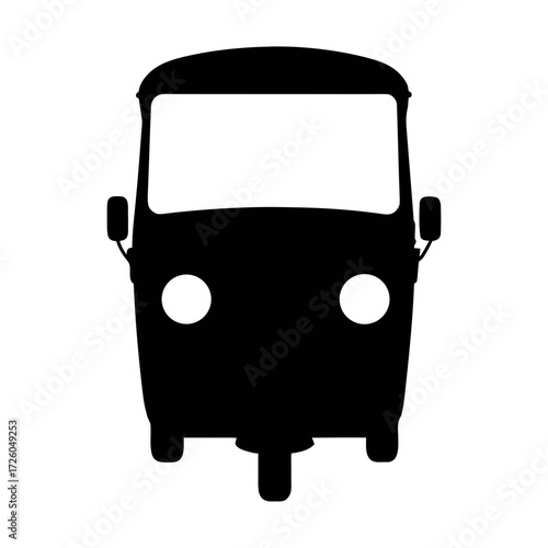 Black and white auto rickshaw tuk tuk vector graphic illustration transportation design travel asia vehicle