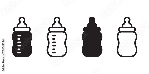 Baby bottle icon set isolated on white background milk bottle vector illustration