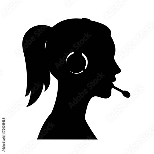 Customer service representative silhouette vector illustration call center agent woman icon vector