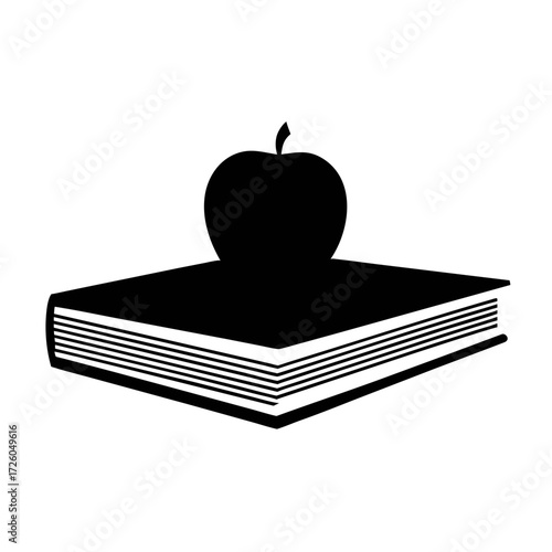 Apple on book vector illustration education learning knowledge study reading textbook school icon