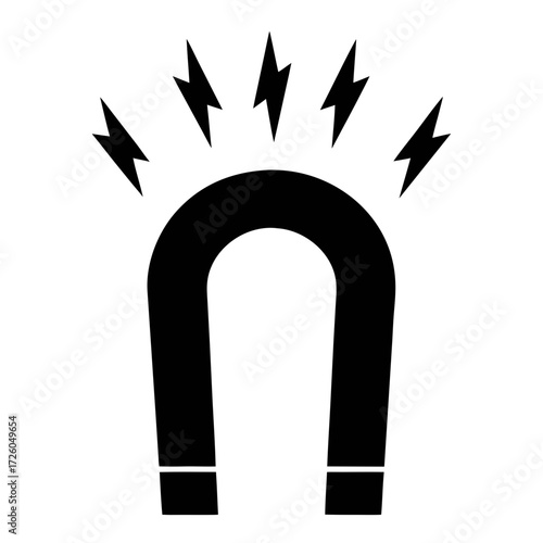 Illustration of horseshoe magnet with magnetic field lines for science and physics concept