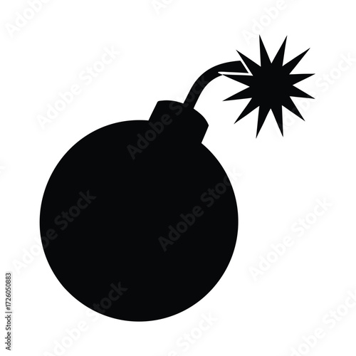 Black bomb vector illustration explosive device with burning fuse icon danger symbol cartoon bomb image