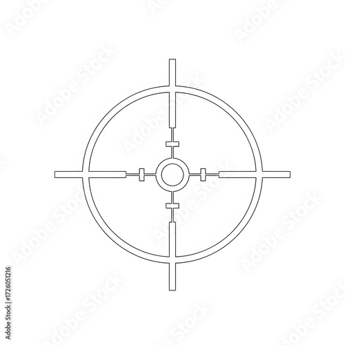 Precision aiming reticle graphic for tactical operations and strategic targeting, signifying focus and accuracy in any objective
